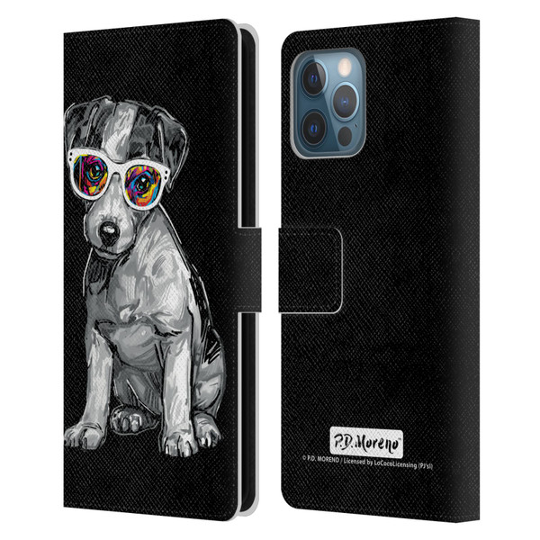 P.D. Moreno Black And White Dogs Jack Russell Leather Book Wallet Case Cover For Apple iPhone 12 Pro Max