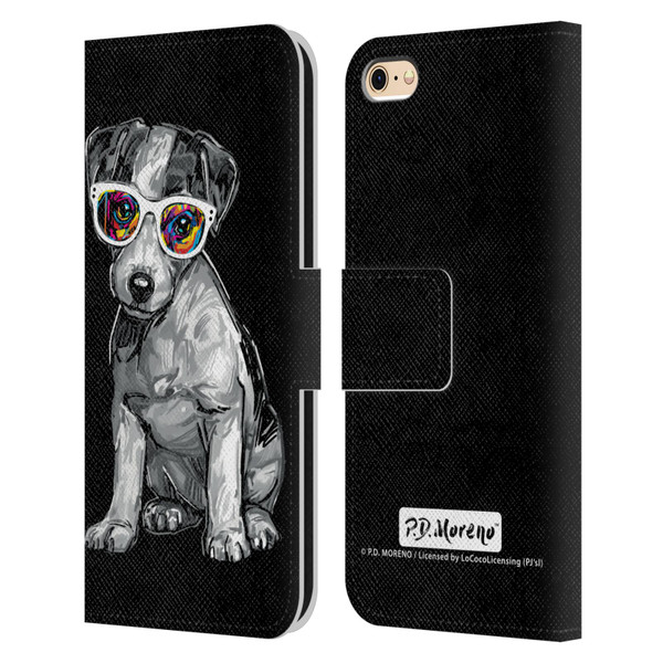 P.D. Moreno Black And White Dogs Jack Russell Leather Book Wallet Case Cover For Apple iPhone 6 / iPhone 6s