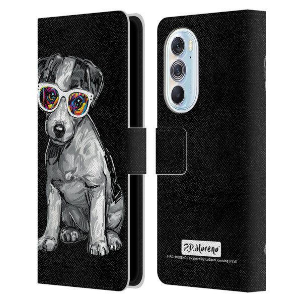 P.D. Moreno Black And White Dogs Jack Russell Leather Book Wallet Case Cover For Motorola Edge X30