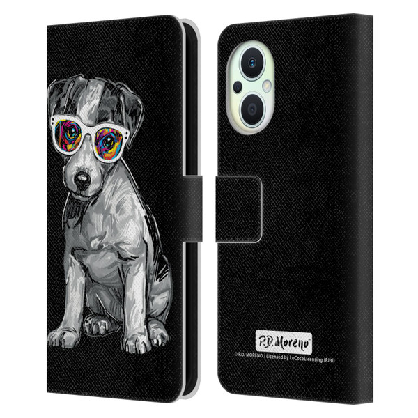 P.D. Moreno Black And White Dogs Jack Russell Leather Book Wallet Case Cover For OPPO Reno8 Lite