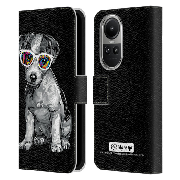 P.D. Moreno Black And White Dogs Jack Russell Leather Book Wallet Case Cover For OPPO Reno10 5G / Reno10 Pro 5G