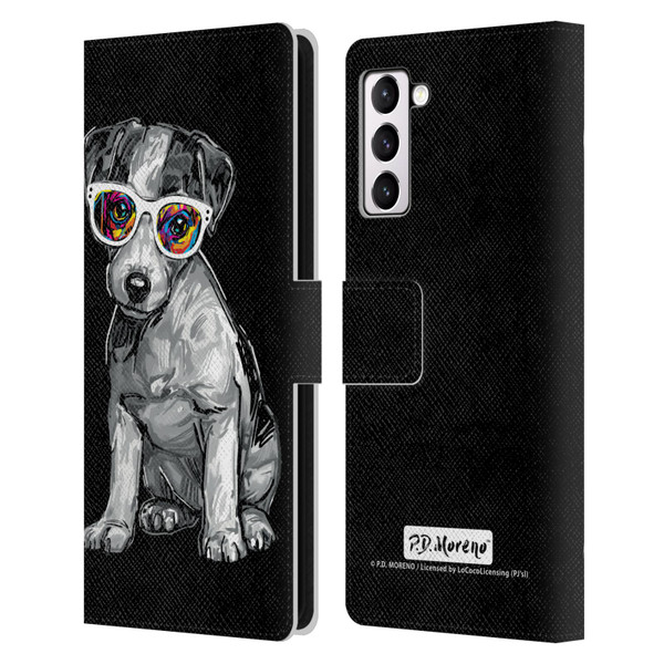 P.D. Moreno Black And White Dogs Jack Russell Leather Book Wallet Case Cover For Samsung Galaxy S21+ 5G