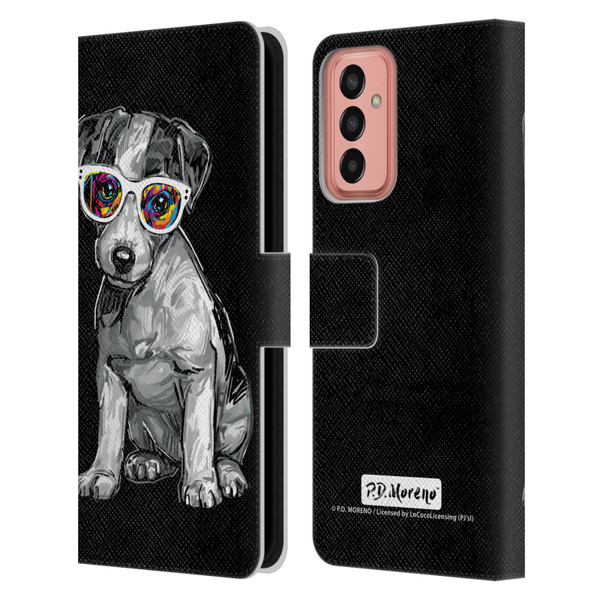 P.D. Moreno Black And White Dogs Jack Russell Leather Book Wallet Case Cover For Samsung Galaxy M13 (2022)