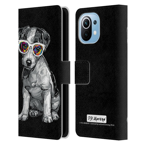 P.D. Moreno Black And White Dogs Jack Russell Leather Book Wallet Case Cover For Xiaomi Mi 11