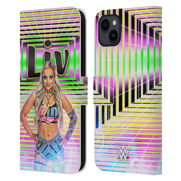WWE Liv Morgan Portrait Leather Book Wallet Case Cover For Apple iPhone 15 Plus