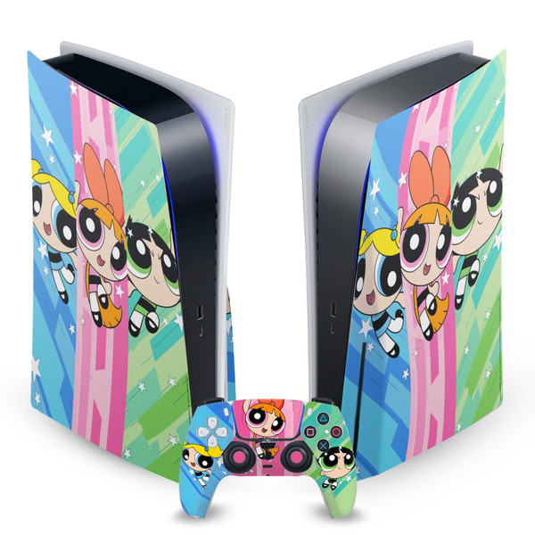 The Powerpuff Girls Graphics Group Oversized Vinyl Sticker Skin Decal Cover for Sony PS5 Disc Edition Bundle