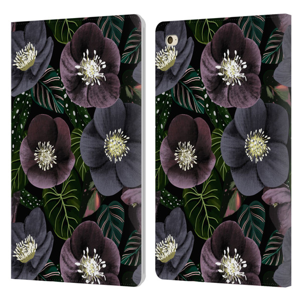 Anis Illustration Graphics Dark Flowers Leather Book Wallet Case Cover For Apple iPad mini 4