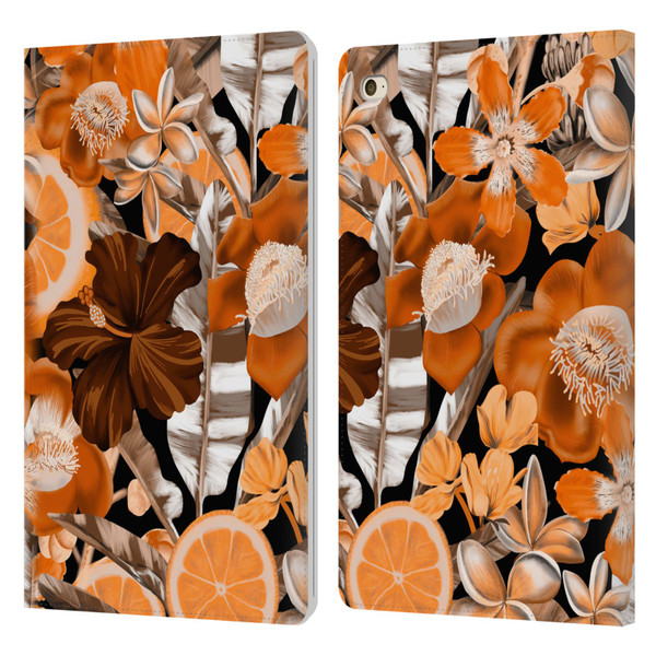Anis Illustration Graphics Flower & Fruit Orange Leather Book Wallet Case Cover For Apple iPad mini 4