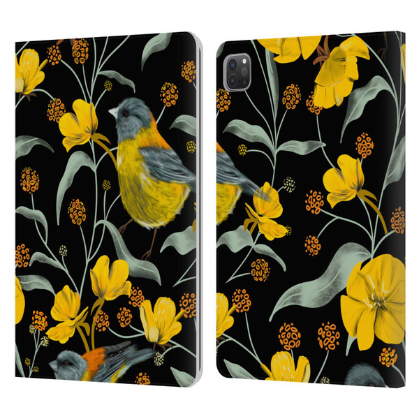 Anis Illustration Graphics Yellow Birds Leather Book Wallet Case Cover For Apple iPad Pro 11 2020 / 2021 / 2022