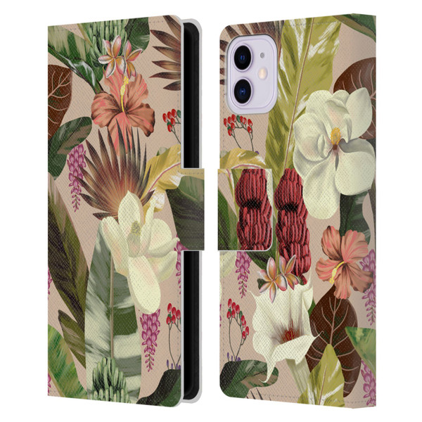 Anis Illustration Graphics New Tropicals Leather Book Wallet Case Cover For Apple iPhone 11