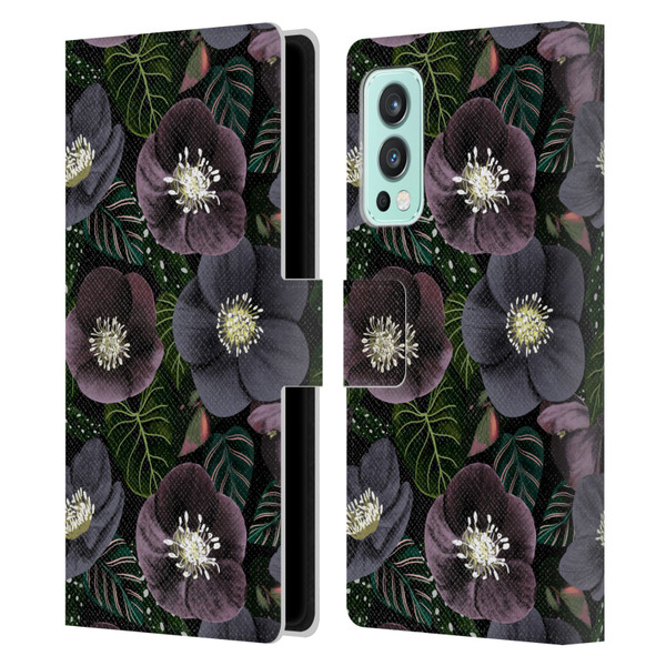 Anis Illustration Graphics Dark Flowers Leather Book Wallet Case Cover For OnePlus Nord 2 5G