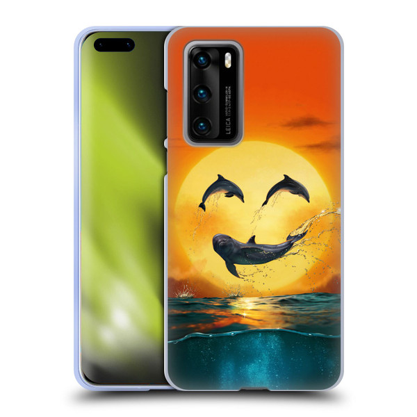 Vincent Hie Graphics Dolphins Smile Soft Gel Case for Huawei P40 5G