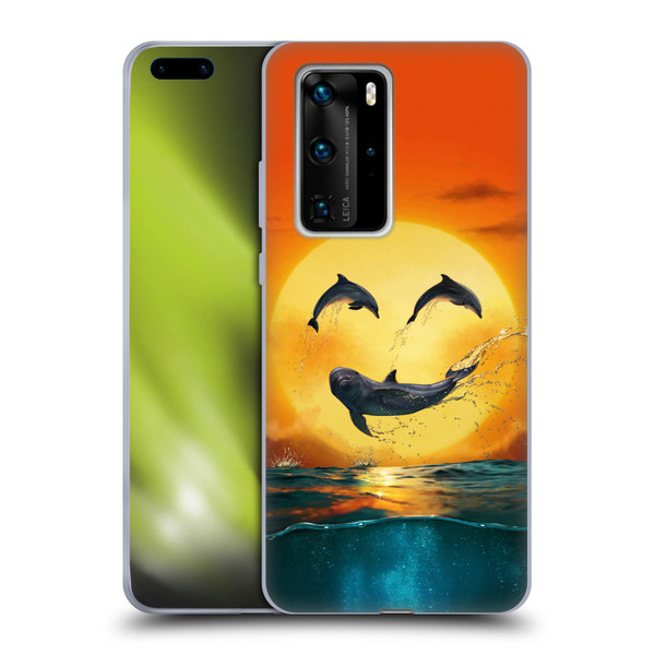 Vincent Hie Graphics Dolphins Smile Soft Gel Case for Huawei P40 Pro / P40 Pro Plus 5G