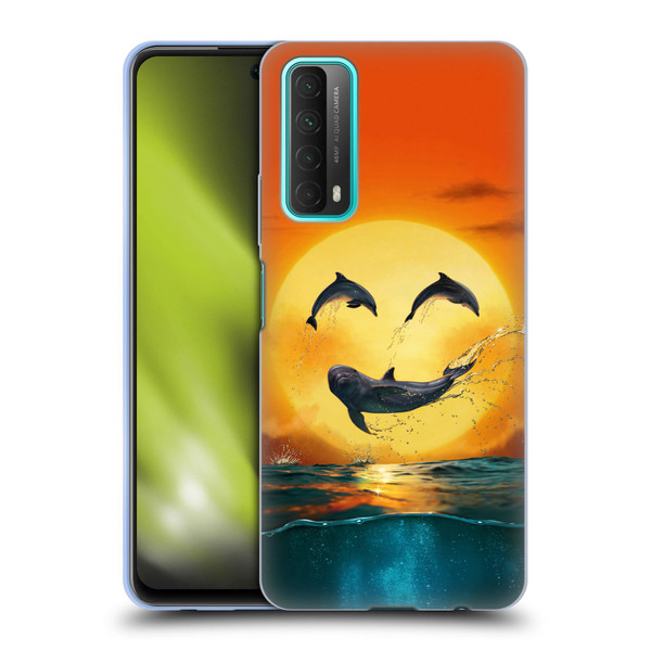 Vincent Hie Graphics Dolphins Smile Soft Gel Case for Huawei P Smart (2021)