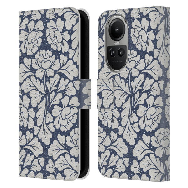 Anis Illustration Graphics Baroque Blue Leather Book Wallet Case Cover For OPPO Reno10 5G / Reno10 Pro 5G