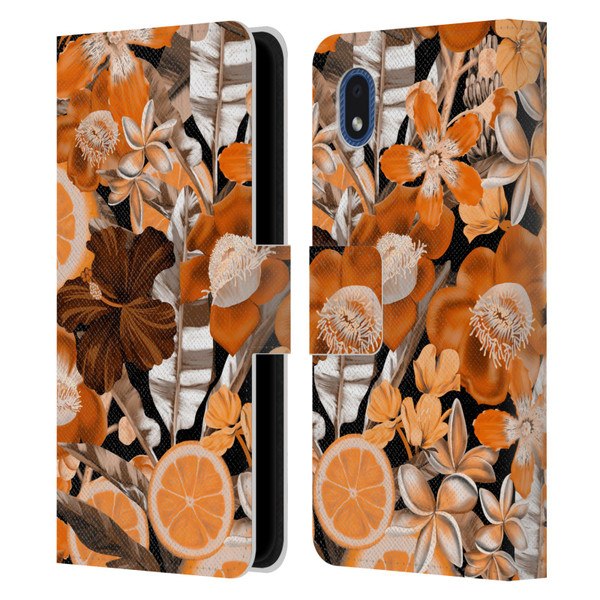 Anis Illustration Graphics Flower & Fruit Orange Leather Book Wallet Case Cover For Samsung Galaxy A01 Core (2020)