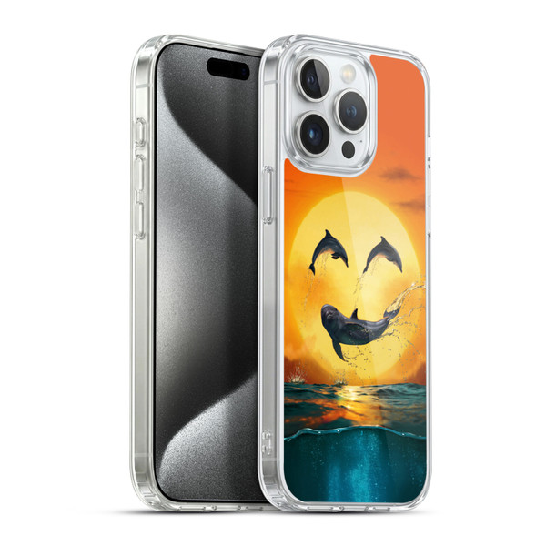 Vincent Hie Graphics Dolphins Smile Soft Gel Case for Apple iPhone 15 Pro Max & MagSafe