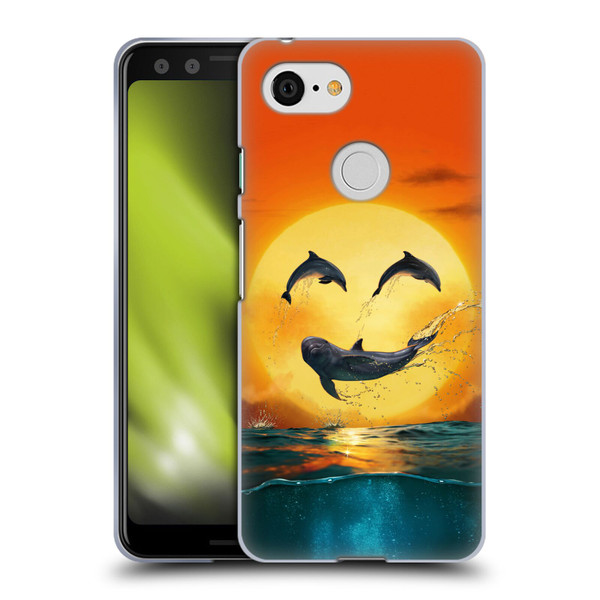 Vincent Hie Graphics Dolphins Smile Soft Gel Case for Google Pixel 3