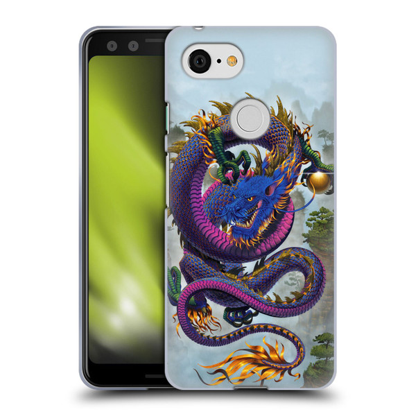 Vincent Hie Graphics Good Fortune Dragon Blue Soft Gel Case for Google Pixel 3