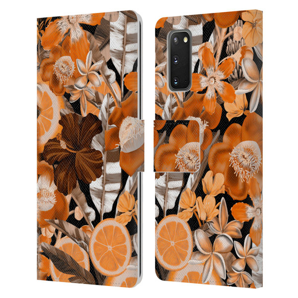 Anis Illustration Graphics Flower & Fruit Orange Leather Book Wallet Case Cover For Samsung Galaxy S20 / S20 5G