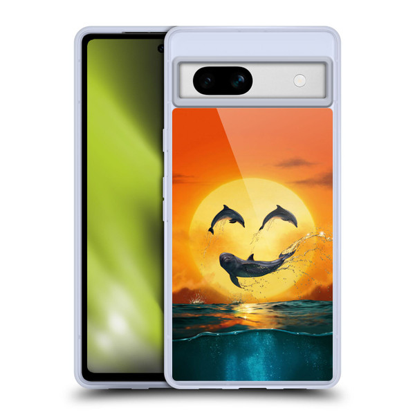Vincent Hie Graphics Dolphins Smile Soft Gel Case for Google Pixel 7a