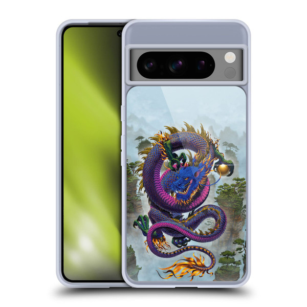 Vincent Hie Graphics Good Fortune Dragon Blue Soft Gel Case for Google Pixel 8 Pro