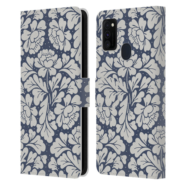 Anis Illustration Graphics Baroque Blue Leather Book Wallet Case Cover For Samsung Galaxy M30s (2019)/M21 (2020)