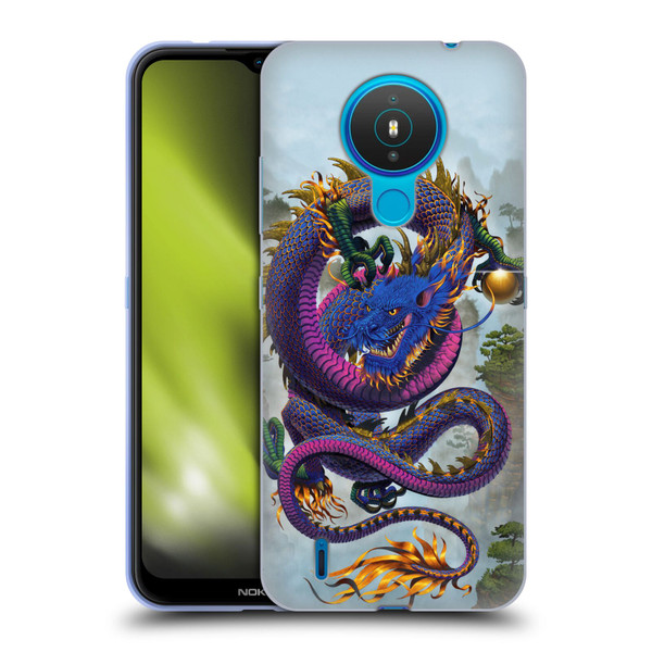 Vincent Hie Graphics Good Fortune Dragon Blue Soft Gel Case for Nokia 1.4