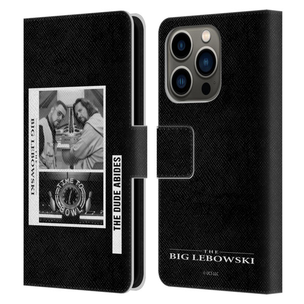 The Big Lebowski Graphics Black And White Leather Book Wallet Case Cover For Apple iPhone 14 Pro
