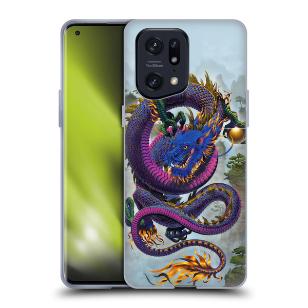 Vincent Hie Graphics Good Fortune Dragon Blue Soft Gel Case for OPPO Find X5 Pro