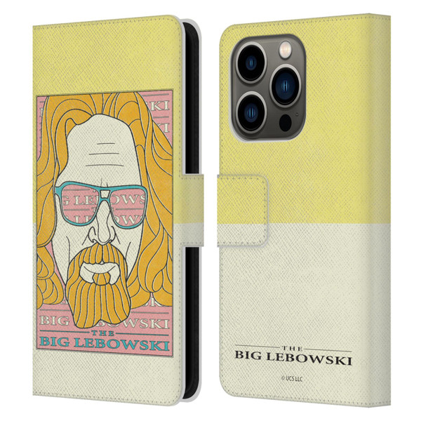 The Big Lebowski Graphics The Dude Head Leather Book Wallet Case Cover For Apple iPhone 14 Pro