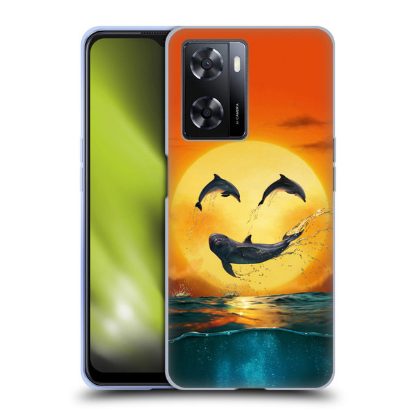 Vincent Hie Graphics Dolphins Smile Soft Gel Case for OPPO A57s