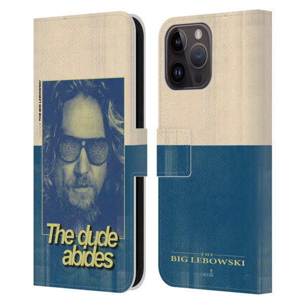 The Big Lebowski Graphics The Dude Abides Leather Book Wallet Case Cover For Apple iPhone 15 Pro Max
