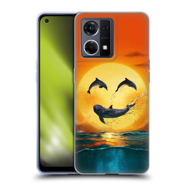 Vincent Hie Graphics Dolphins Smile Soft Gel Case for OPPO Reno8 4G