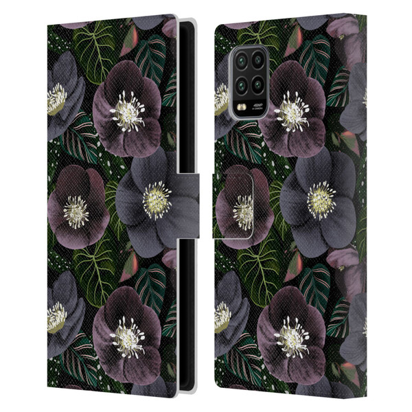 Anis Illustration Graphics Dark Flowers Leather Book Wallet Case Cover For Xiaomi Mi 10 Lite 5G