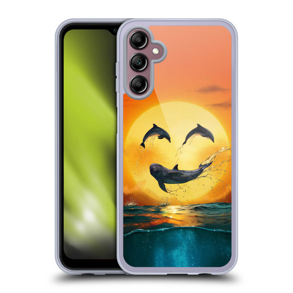 Vincent Hie Graphics Dolphins Smile Soft Gel Case for Samsung Galaxy A14 5G