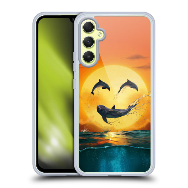 Vincent Hie Graphics Dolphins Smile Soft Gel Case for Samsung Galaxy A34 5G