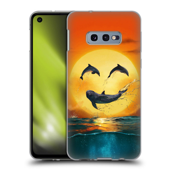Vincent Hie Graphics Dolphins Smile Soft Gel Case for Samsung Galaxy S10e