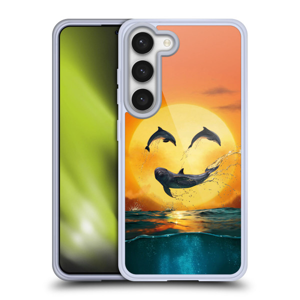 Vincent Hie Graphics Dolphins Smile Soft Gel Case for Samsung Galaxy S23 5G