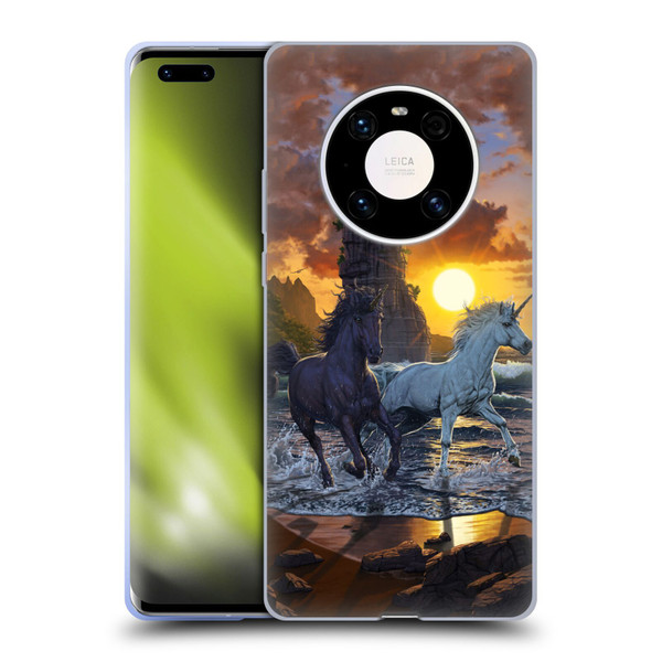 Vincent Hie Key Art Unicorns On The Beach Soft Gel Case for Huawei Mate 40 Pro 5G