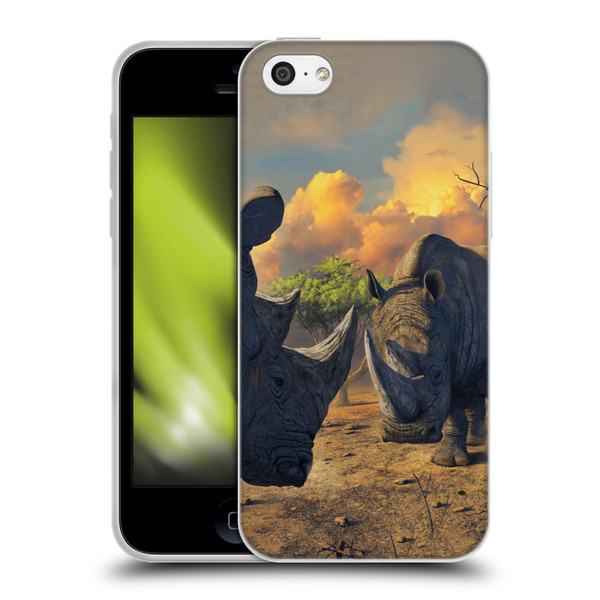 Vincent Hie Key Art Rhino Stand Off Soft Gel Case for Apple iPhone 5c