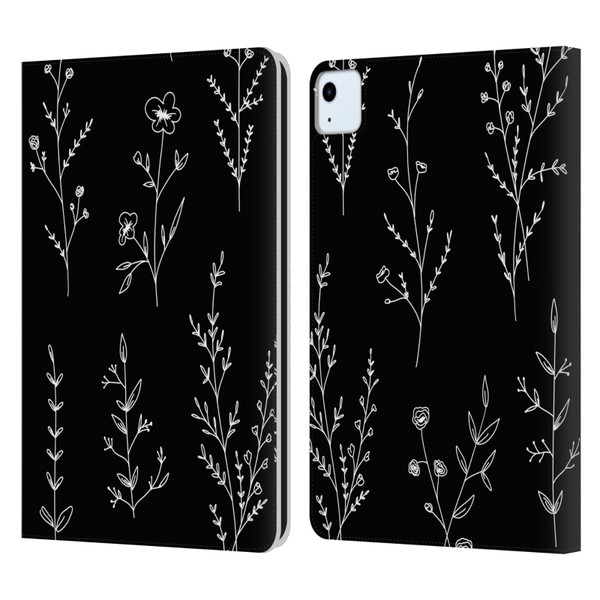 Anis Illustration Wildflowers Black Leather Book Wallet Case Cover For Apple iPad Air 11 2020/2022/2024