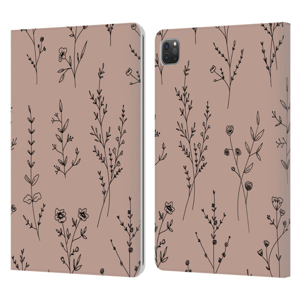 Anis Illustration Wildflowers Blush Pink Leather Book Wallet Case Cover For Apple iPad Pro 11 2020 / 2021 / 2022