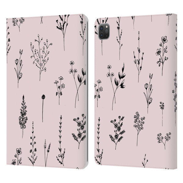 Anis Illustration Wildflowers Light Pink Leather Book Wallet Case Cover For Apple iPad Pro 11 2020 / 2021 / 2022