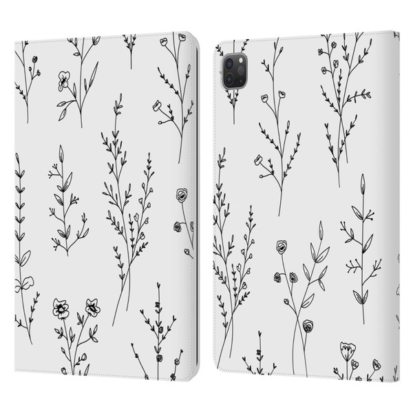 Anis Illustration Wildflowers White Leather Book Wallet Case Cover For Apple iPad Pro 11 2020 / 2021 / 2022