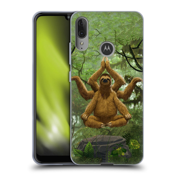 Vincent Hie Key Art Zen Sloth Soft Gel Case for Motorola Moto E6 Plus
