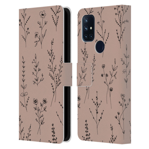 Anis Illustration Wildflowers Blush Pink Leather Book Wallet Case Cover For OnePlus Nord N10 5G