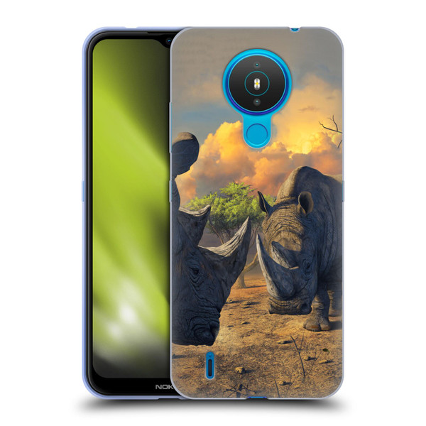 Vincent Hie Key Art Rhino Stand Off Soft Gel Case for Nokia 1.4