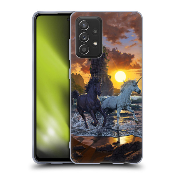 Vincent Hie Key Art Unicorns On The Beach Soft Gel Case for Samsung Galaxy A52 / A52s / 5G (2021)