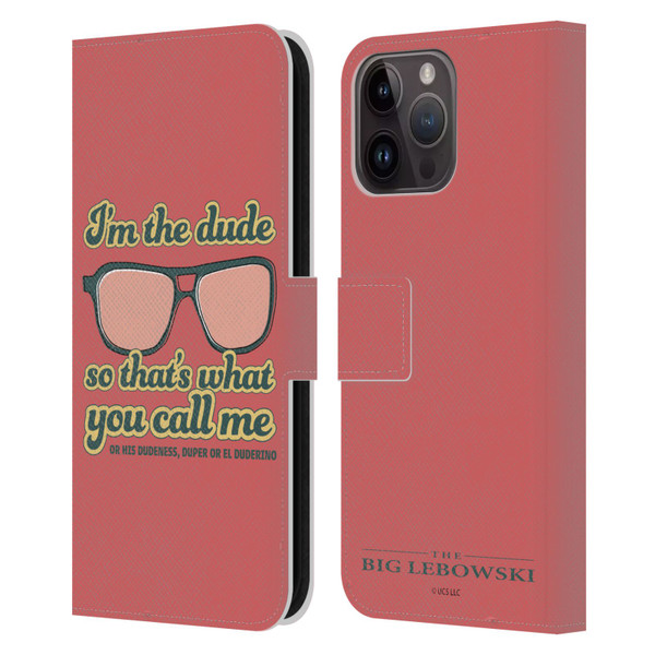 The Big Lebowski Retro I'm The Dude Leather Book Wallet Case Cover For Apple iPhone 15 Pro Max